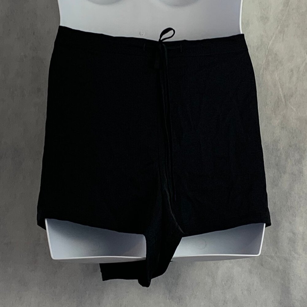 INC Women's Satin Tuxedo Side Stripe Pajama Bottom Sleep Shorts, Black, 3XL
